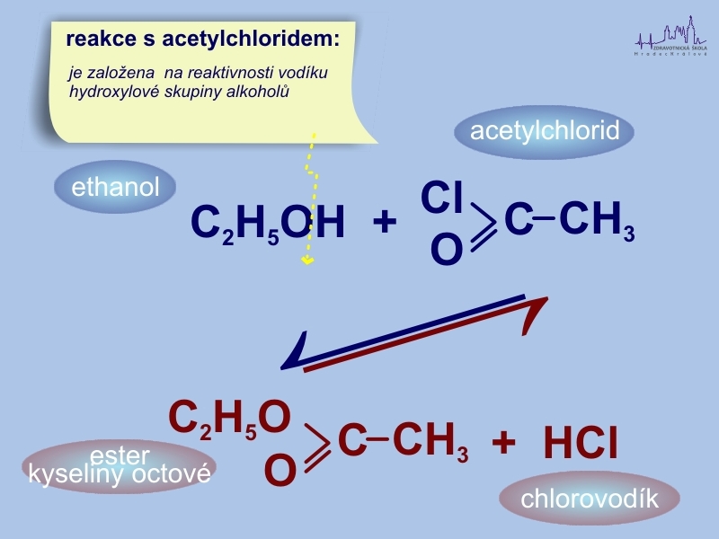 ANL organických látek: alkoholy: reakce s acetylchloridem
