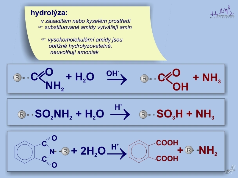 ANL organických látek: amidy: hydrolýza